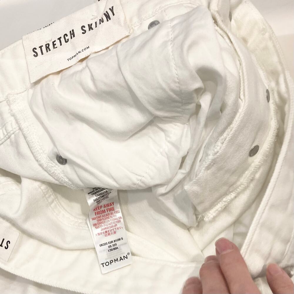 NEW TOPMAN Jeans W32XL30 White Skinny Stretch - Picture 5 of 13